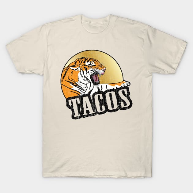 Screaming Tiger Tacos Dark Print - Distressed Style T-Shirt by Webdango